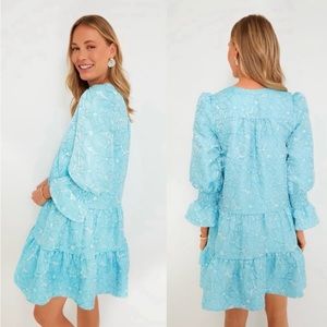 Pomander Place Long Sleeve Daisy Jacquard Mini Dress